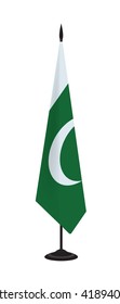 Flag of Pakistan on a flagstaff. Vector illustration