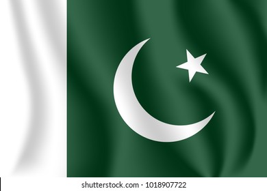 Flag of Pakistan. Realistic waving flag of Islamic Republic of Pakistan. Fabric textured flowing flag of Pakistan.