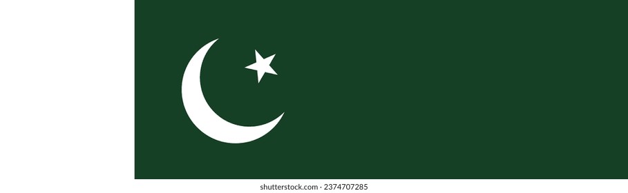 The flag of Pakistan. Rectangle icon. Flag icon. Standard color. A long banner. Computer illustration. Digital illustration. Vector illustration.