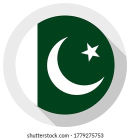 Bandera de Pakistán, icono de forma redonda sobre fondo blanco, ilustración vectorial