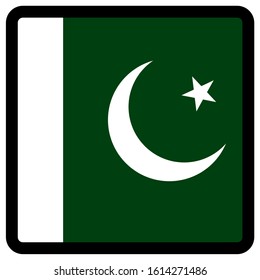 Bandera de Pakistán en forma de cuadrado con contorno en contraste, señal de comunicación en medios sociales, patriotismo, un botón para cambiar el idioma en el sitio, un ícono.