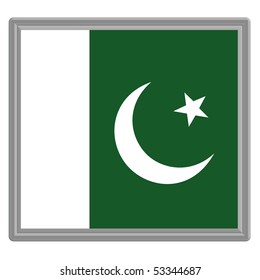 Flag of Pakistan with silver frame