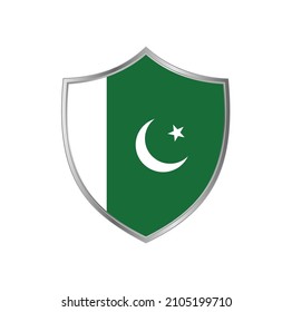 Flag of Pakistan with silver shield frame