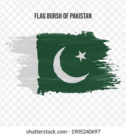 Flag Of Pakistan in texture brush  with transparent background, vector illustration in eps file