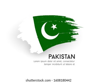 Flag of Pakistan vector brush stroke design isolated on white background, illustration