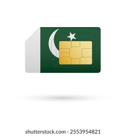 Flag of Pakistan. Vector illustration of SIM Card with flag on white background