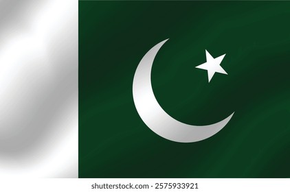Flag of Pakistan. Waving flag of Pakistan. Vector illustration. 