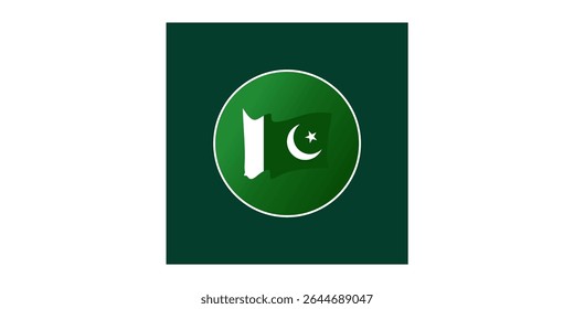  Bandeira do Paquistão dentro de um emblema circular