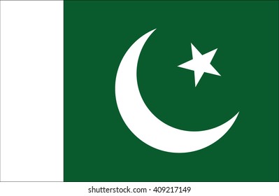 Bandera de Pakistán.Bandera de Pakistán en fondo blanco.Ilustración vectorial