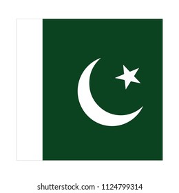 Flag of Pakistan,Pakistan Flag Vector Square Icon - Illustration, Flag of Pakistan. Abstract concept, icon, square, button. Raster illustration on white background.