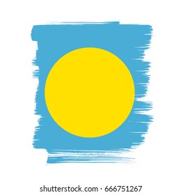 Flag of Palau, brush stroke background