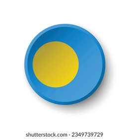Die Flagge von Palau. Button-Flag-Symbol. Standardfarbe. Circle Icon Flag. 3D-Abbildung. Computergrafik. Digitale Illustration. Vektorgrafik.