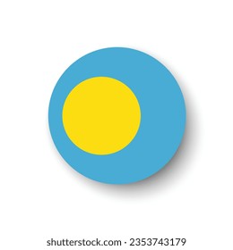 The flag of Palau. Button flag icon. Standard color. Circle icon flag. 3d illustration. Computer illustration. Digital illustration. Vector illustration.