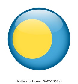 flag of Palau, button round glossy icon