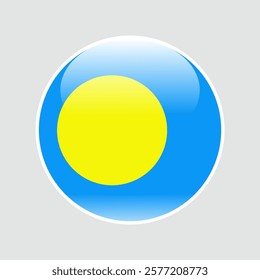 The flag of palau. Circle icon flag. Button flag icon. glossy circle badge. 3d illustration.	