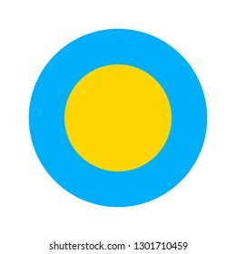 Flag of Palau. Circular icon on white background, vector illustration.