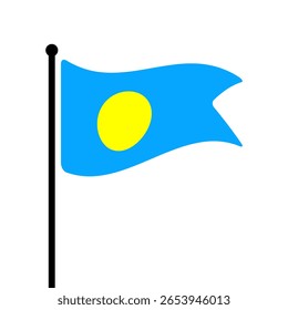Bandeira de Palau. Bandeira de Palau computador digital vetor ilustração ícone design. Bandeira de mastro flutuante.
