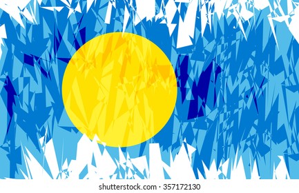 Flag of Palau in grunge style. Vector illustration.