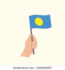 Flag of Palau, Hand Holding flag