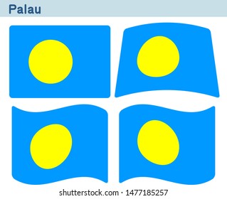 Flag of Palau. Flag icon set of four different shapes. Vector Illustration.