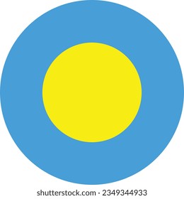 The flag of Palau. Flag icon. Standard color. Circle icon flag. Computer illustration. Digital illustration. Vector illustration.