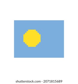 Bandera Palau. Arte de píxeles. Diseño de pegatinas. Ilustración vectorial aislada. 