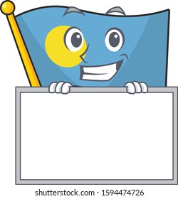 Flag palau Scroll cartoon character style grinning with board