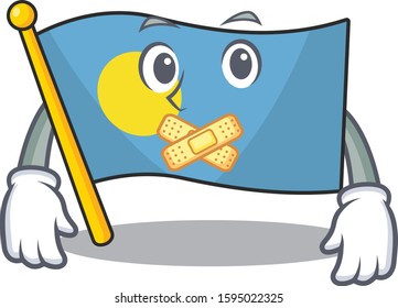 Flag palau Scroll mascot cartoon character design on silent gesture