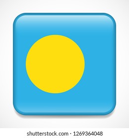 Flag of Palau. Square glossy badge