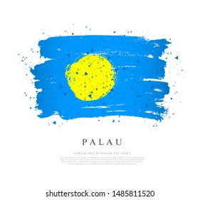 Flag of Palau. Vector illustration on a white background. Brush strokes are drawn by hand. Independence Day.