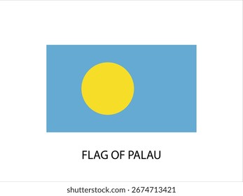 FLAG OF PALAU VECTOR, ILLUSTRATION WHITE BACKGROUND TYPOGRAPHY