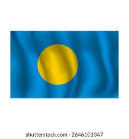 Bandeira de Palau ondulações ao vento, com dobras 3d