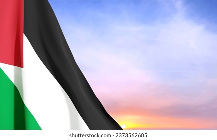 Flag of Palestine against the sunset. EPS10 vector