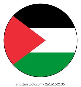 Flag of Palestine. Black edge. Palestine circle flag logo icon computer vector illustration design.