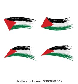 Flag of palestine brush paint style vector illustration on white background.