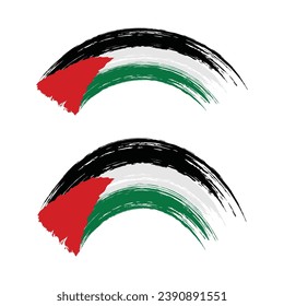 Flag of palestine brush paint style vector illustration on white background.