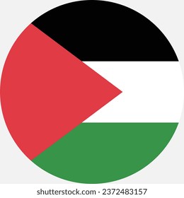 La bandera de Palestina. Icono de indicador de botón. Color estándar. Indicador de icono de círculo. Ilustración del equipo. Ilustración digital. Ilustración vectorial.