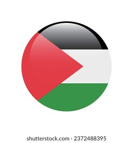 La bandera de Palestina. Icono de indicador de botón. Color estándar. Indicador de icono de círculo. 3 quinquies ilustración. Ilustración del equipo. Ilustración digital. Ilustración vectorial.
