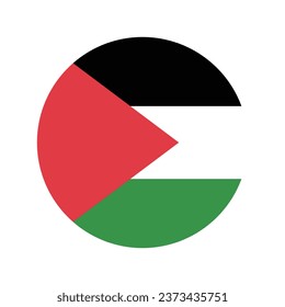 La bandera de Palestina. Icono de indicador de botón. Color estándar. Indicador de icono de círculo. Ilustración del equipo. Ilustración digital. Ilustración vectorial.