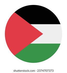 The flag of Palestine. Button flag icon. Standard color. Circle icon flag. Computer illustration. Digital illustration. Vector illustration.