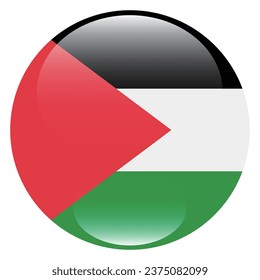 The flag of Palestine. Button flag icon. Standard color. Circle icon flag. 3d illustration. Computer illustration. Digital illustration. Vector illustration.