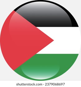The flag of Palestine. Button flag icon. Standard color. Circle icon flag. 3d illustration. Computer illustration. Digital illustration. Vector illustration.