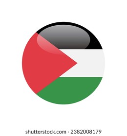 The flag of Palestine. Button flag icon. Standard color. Circle icon flag. 3d illustration. Computer illustration. Digital illustration. Vector illustration.