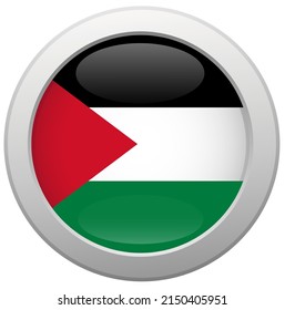 Flag of Palestine in a circle, national colors, vector illustration