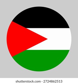 Flagge von Palästina in Kreisform mit genauen Proportionen und offiziellen Farben