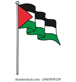 Flag of Palestine Drawing Vector Illustration