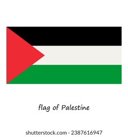 la bandera de Palestina en un estilo plano, aislada en un fondo blanco. el símbolo de estado de Palestina. ilustración vectorial de stock. EPS 10.