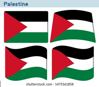 Flag of Palestine. Flag icon set of four different shapes. Vector Illustration.
