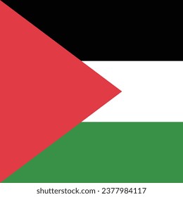 The flag of Palestine. Flag icon. Standard color. A square flag. Computer illustration. Digital illustration. Vector illustration.