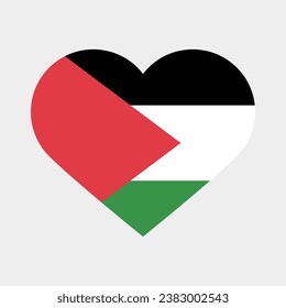 The flag of Palestine. Flag icon. Standard color. Heart flag. The heart icon. Computer illustration. Digital illustration. Vector illustration.